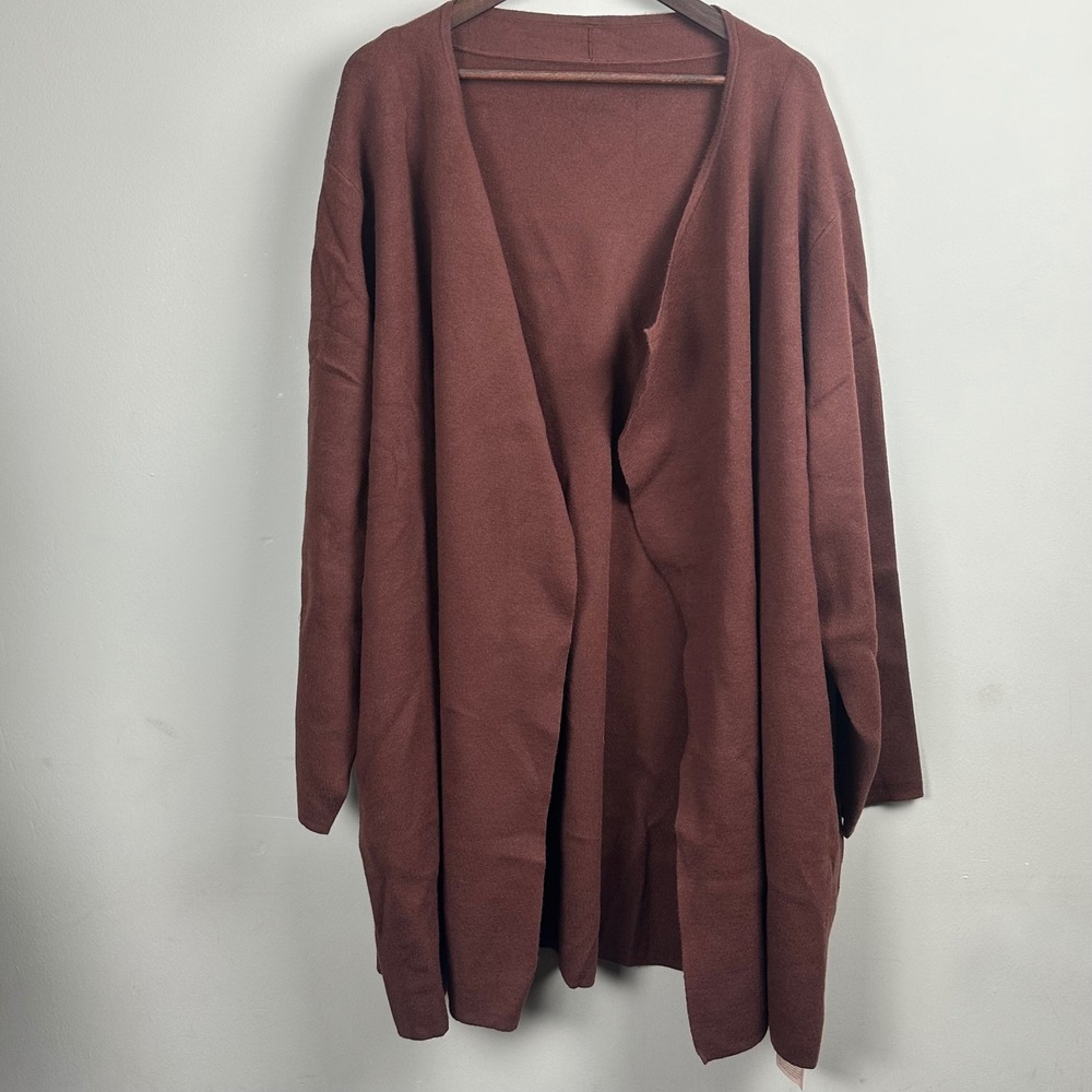 BloomChic Cardigan Women's 28 Brown Longline Open Front Pocket Sweater NWT